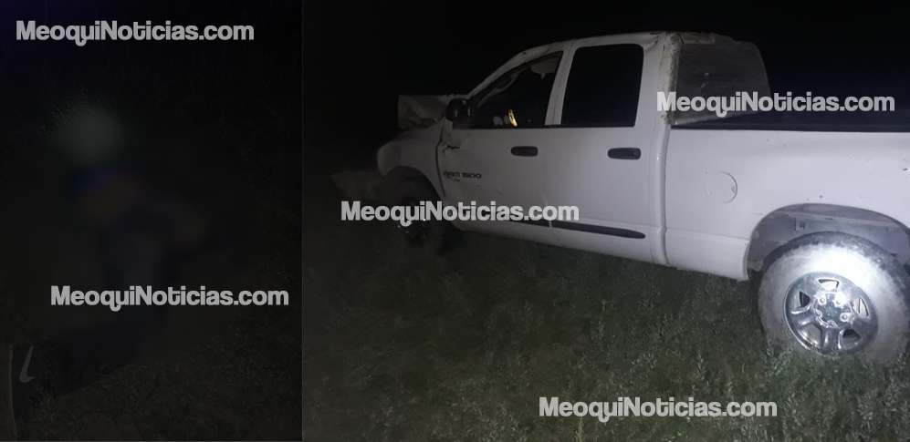 Camioneta impacta de frente a motociclista y pierde la vida en Meoqui